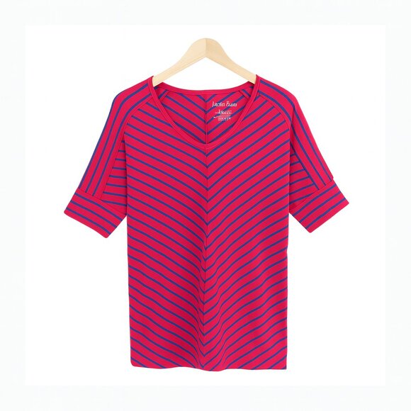 Hanna Andersson Tops - Hanna Andersson Medium Red Blue Striped Dolman Sleeve V Neck Tee